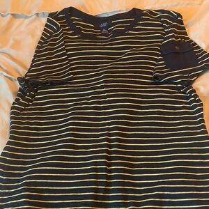Chaps Black and Yellow Striped Short Sleeve Tee